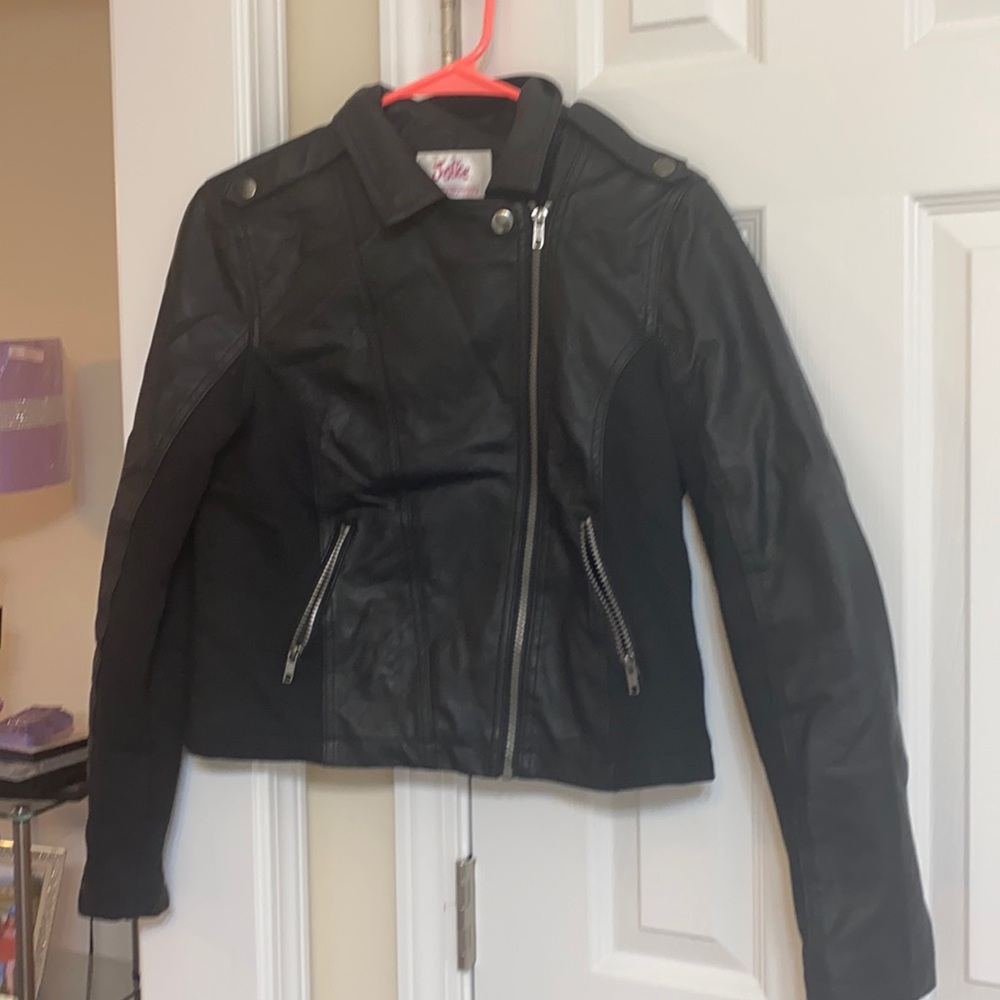 Girls black pleather jacket